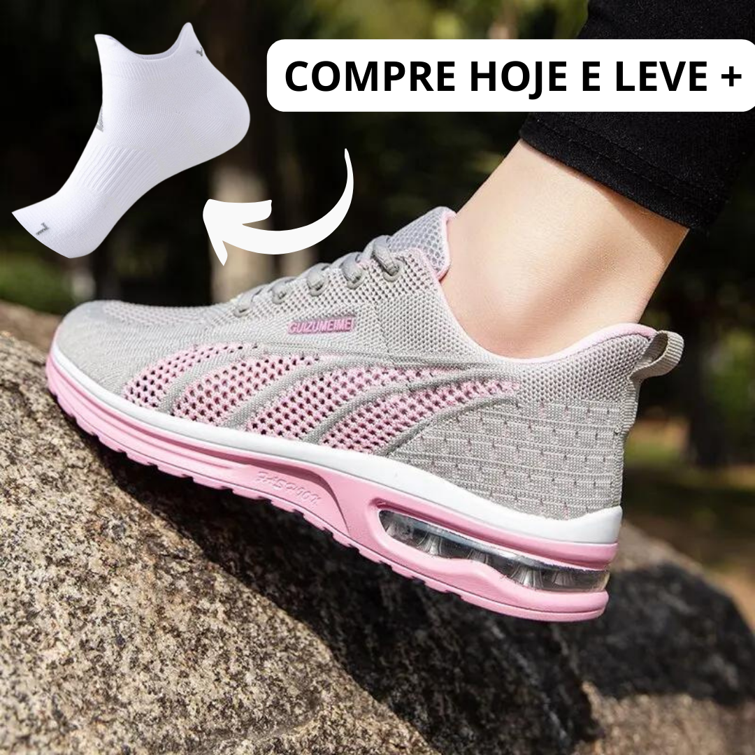 Tênis Confortável para Caminhada + Meia de Poliamida + E-books + Frete Grátis