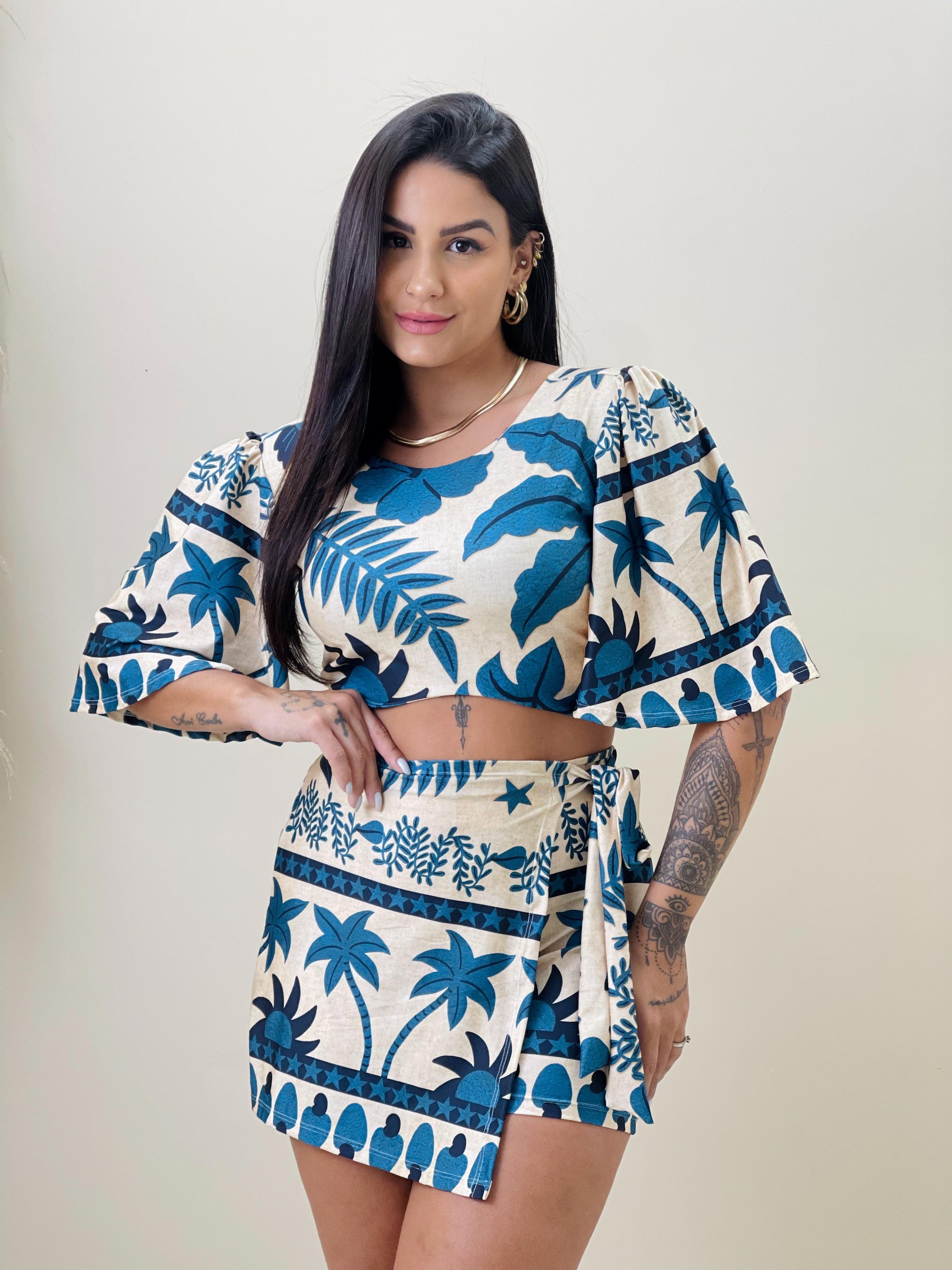 Conjunto Bianca Estampado Far Refúgio Azul