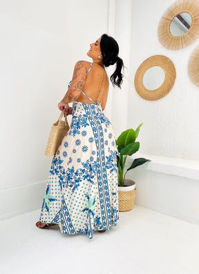 Vestido Longo Isabela Jardim Celeste
