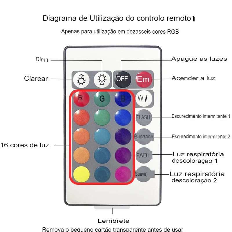 Luminária Wave / 16 cores com controle remoto - Frete Grátis